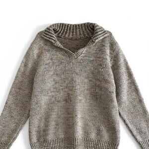 Chunky Marled Knit Sweater Womens Cozy Collar Neutral Grandpa Core S M